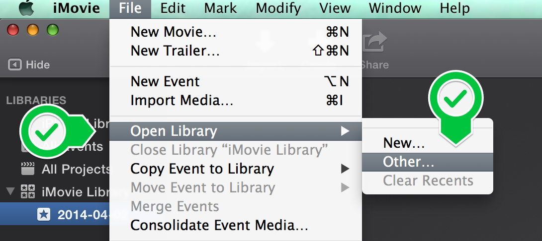 reset imovie library